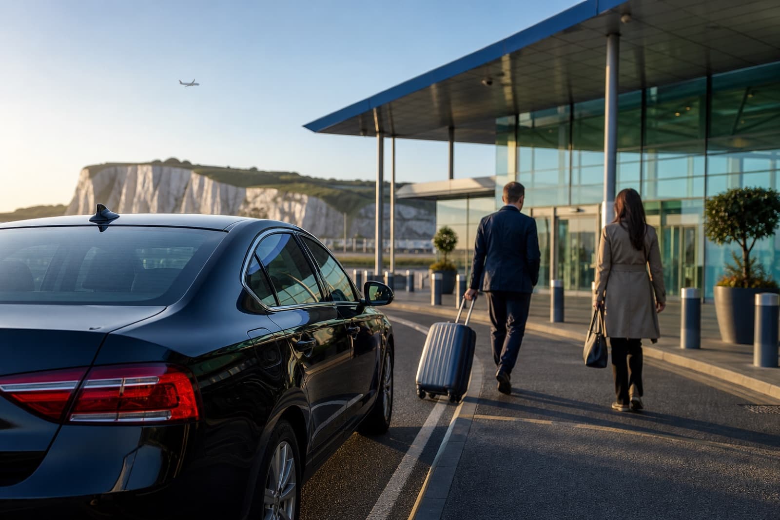 Taxi waiting for airport transfer pickup