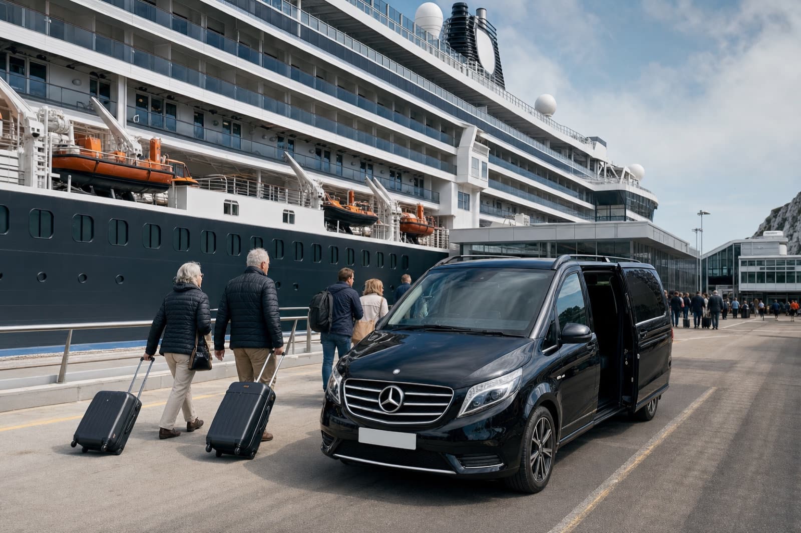 Taxi pickup at Dover cruise terminal